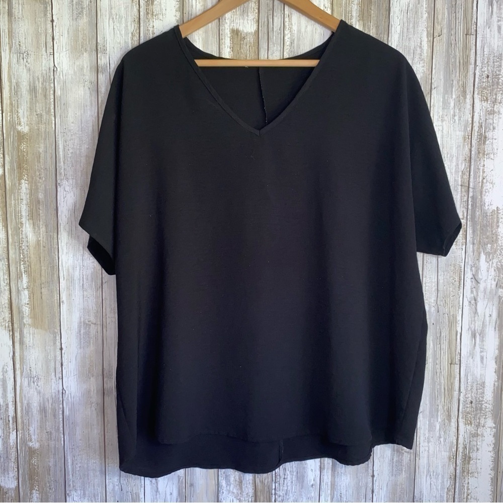 Entro Black Solid V Neck Blouse - image 2